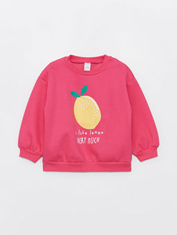Bisiklet Yaka Uzun Kollu Bask?l? K?z Bebek Sweatshirt ve E?ofman Alt 2li Tak?m - Waikiki фото 2