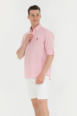 U. S. Polo Assn Мужская рубашка лосося в белую полоску - U.s. polo assn фото 3