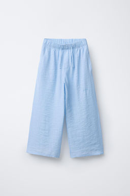 CRINKLED EFFECT WIDE-LEG TROUSERS