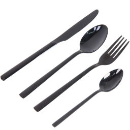 Набор столовых приборов "SANLI" 24шт (6ножей, 6вилок, 6ст.ложек, 6ч.ложек), цвет черный