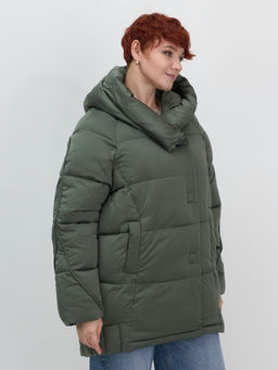 Куртка зимняя женская с капюшоном модная цвета хаки 7651Kh - Visdeer фото 6