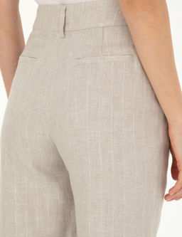 Bej Keten Kar___ml_ Carrot Fit Pantolon