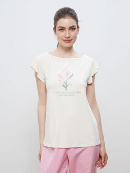 Bisiklet Yaka Bask?l? Kad?n Pijama Tak?m?