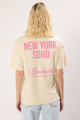 TRENDYOLMILLA Tas Premium %100 Suprem S?rt ve On Bask?l? Oversize/Genis Kal?p Orme T-Shirt TWOSS25TS00072 фото 7