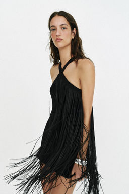 VESTIDO CORTO FLECOS / Negro - Zara фото 4