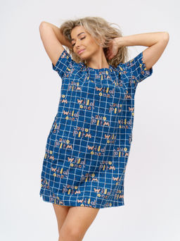 858 Туника "Клетка/индиго"