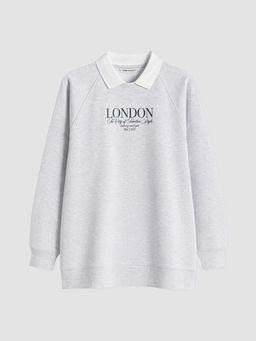 Polo Yaka Oversize Kad?n Sweatshirt Tunik