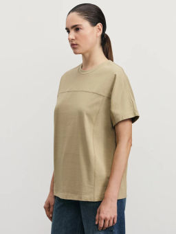 Футболка с декоративными швами из хлопка / Zarina  фото 4