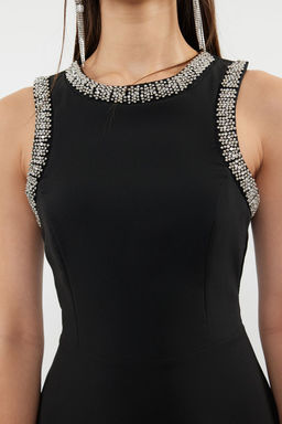 TRENDYOLMILLA Siyah A-Kesim Tas Aksesuarl? Dokuma Elbise TPRSS24EL00178  фото 8