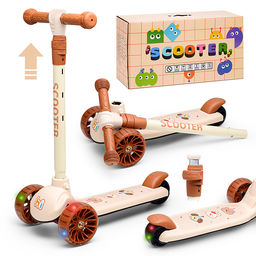 Самокат 3-х кол., PU, цвет коричневый