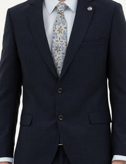 Lacivert Ex. Slim Fit Y_n Tak_m Elbise