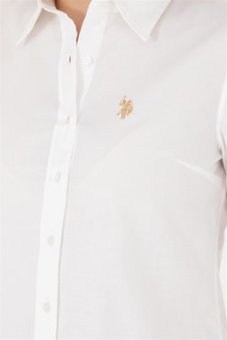 Женская белая базовая рубашка с длинным рукавом - U.s. polo assn фото 7