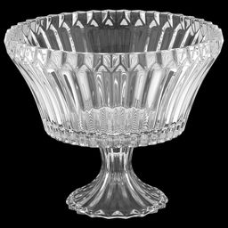 Конфетница стеклянная "Прага" 2,8л, д25см, h21см, внутренний д23см, основание д12см, на ножке, в коробке (Китай)