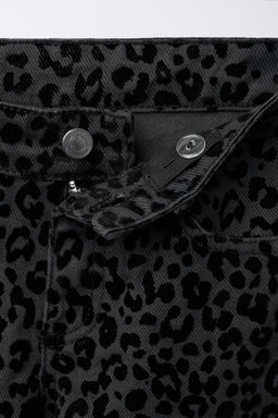 ANIMAL PRINT FLOCK WIDE-LEG JEANS - Zara фото 3
