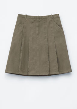 Falda midi plisada de algod?n