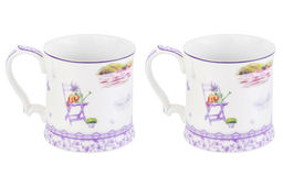 Набор кружек 2 пр. 380 мл 12,3*9*9 см "Лаванда" фарфор NEW BONE CHINA