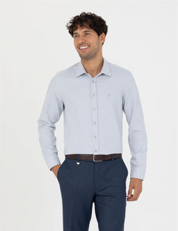 Gri Slim Fit Uzun Kollu G_mlek - Pierre cardin фото 3