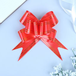 Цена за 10 шт. Бант-бабочка №5 Золотые полосы, красный