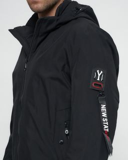 Куртка спортивная мужская на резинке большого размера черного цвета 88657Ch - Wonderrman фото 15