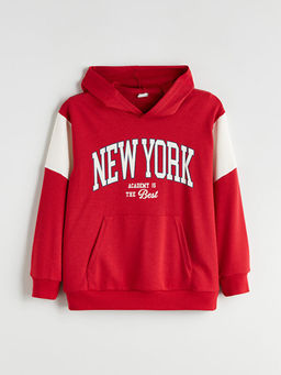 Kap??onlu New York Bask?l? Erkek ?ocuk Sweatshirt