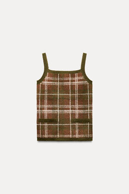 CHECKED KNIT STRAPPY TOP - Zara фото 2