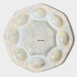 Подставка для яиц Доляна Кролик в цветах, 8 ячеек, 22?22 см, стекло, жёлтая