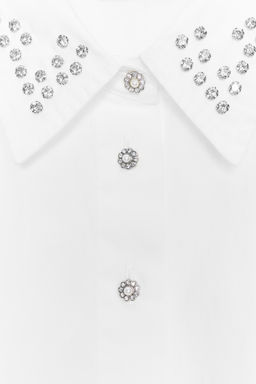 POPLIN SHIRT WITH JEWEL BEADS - Zara фото 9