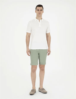 Ye_il Slim Fit Keten Beli Lastikli Dokuma _ort