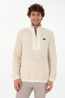Erkek Krem Sweatshirt Sepette S_rpriz _ndirim