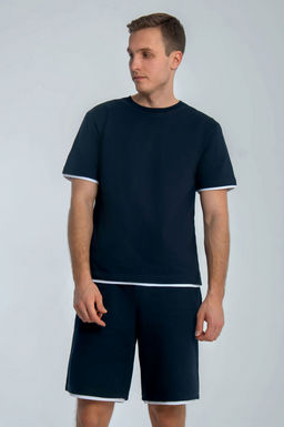 Арт. 63613 Комплект с шортами мужской 48-56 (5 шт) Цвет:темно-синий