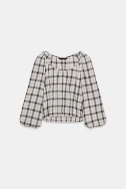 ELASTICATED CHECK SHIRT - Zara фото 2