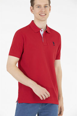 Мужская классическая красная футболка с воротником поло Basic - U.s. polo assn фото 11