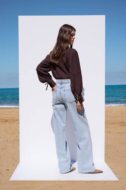 More Sustainable Mavi Rejeneratif Pamuk Normal Bel Utu Izli Wide Leg Jeans TWOAW26JE00220 - Trendyolmilla фото 4