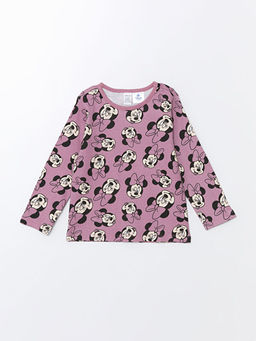 Bisiklet Yaka Minnie Mouse Bask?l? K?z Bebek Pijama Tak?m?