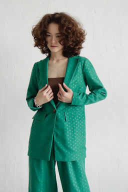 9963 Костюм брючный зелёный в горох - Martichelli фото 29