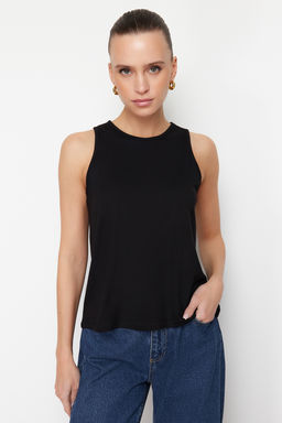 Siyah Regular/Normal Kal?p Bisiklet Yaka Orme Bluz TWOSS24BZ00502 - Trendyolmilla фото 2