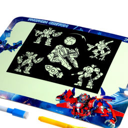 Набор для рисования светом «Трансформеры» + доска напиши и сотри, ручка с фонариком, маркер