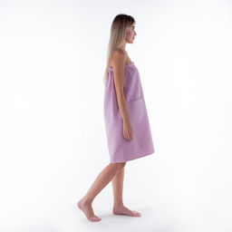 Полотенце банное Этель Парео с карманом 80*140 см. цв.нежная лаванда, 100% хл, вафля 240 г/м2  фото 4