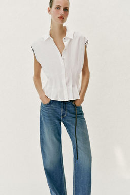 CUERPO PINZAS CON LINO / Blanco - Zara фото 3