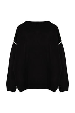 TRENDYOL MAN Siyah Buyuk Beden Oversize Fit Genis Kal?p Biye Detayl? Triko Kazak TMNAW24AN00000 - Trendyolmilla фото 13