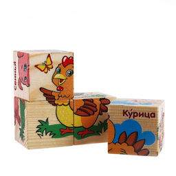 Кубики деревянные Животные фермы, набор 4 шт. - Лесная мастерская фото 3