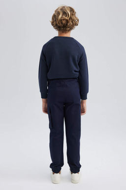 Школьные брюки карго из габардина темно-синего цвета для мальчика - Defacto фото 6