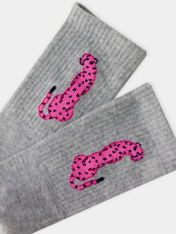 Цена за 5 пар! Носки женские меланжево-серые с рисунком в виде пантеры - Mark formelle фото 4
