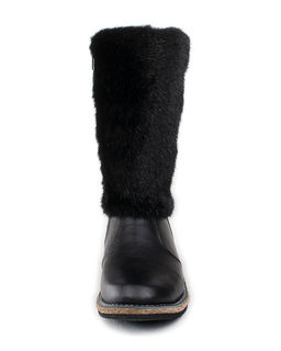 Унты женские на войлочной подошве.Черн., Черная "норка". Молния