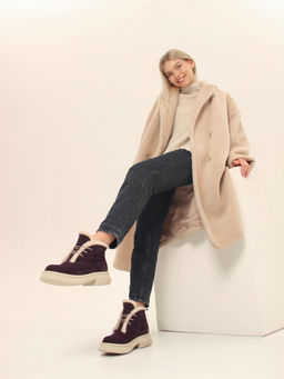 Ботинки 308.агатаw.Сливовая замша з/шерсть