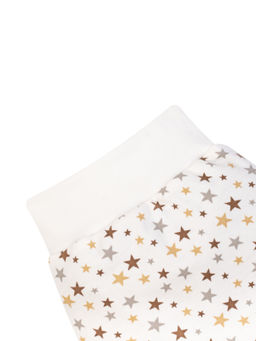 Ползунки короткие молочные бежевые звезды