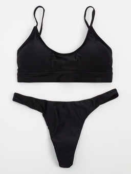 Купальник женский раздельный с завязками на спине MINAKU, размер 48, чёрный