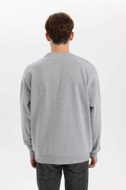 Толстовка оверсайз с круглым вырезом и принтом - Defacto фото 6