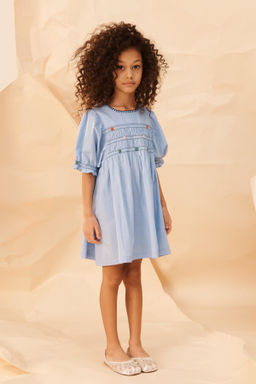 VESTIDO GOMAS FLORES BORDADAS LIMITED EDITION / Azulado - Zara фото 2