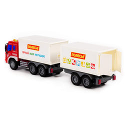 Сити, автомобиль-фургон с прицепом инерционный (со светом и звуком) (красно-белый) (в коробке) - Полесье фото 3